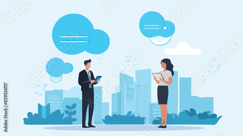 Social feedback, opinion or business advice, employee discussion, debate or customer comment, social media positive and negative feedback, people giving opinion with thumb up, vector illustration