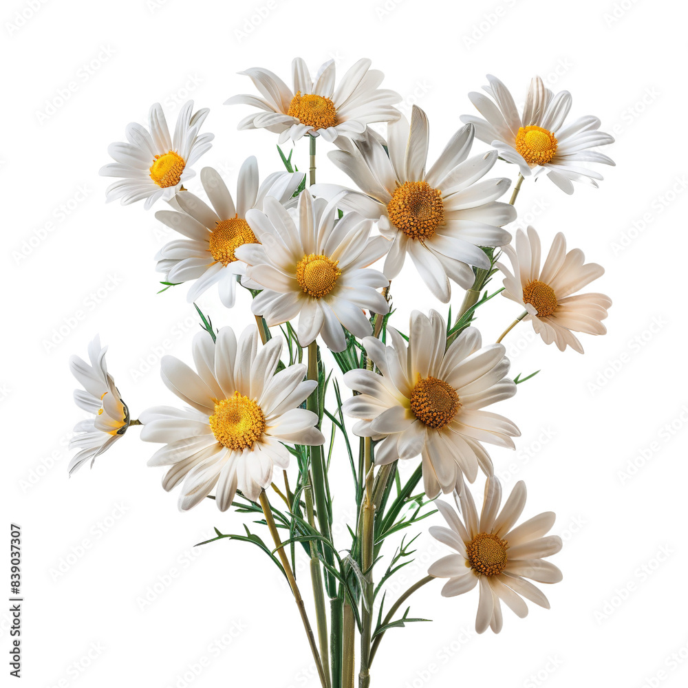 Fototapeta premium a bouquet of daisies on a white background, perfect for creating a transparent image