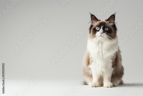 Fluffy Ragdoll Cat With Blue Eyes