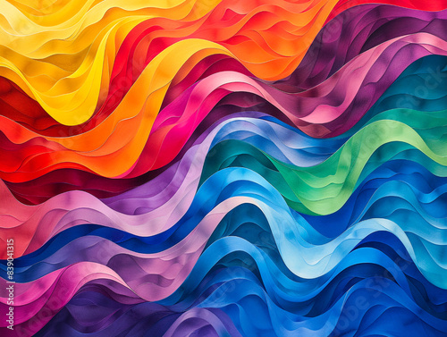 Dynamic prismatic waves abstract background, bold and vivid colors, intricate wave patterns, sense of movement and energy