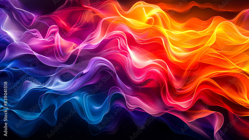 Fototapeta premium Dynamic prismatic waves abstract background, bold and vivid colors, intricate wave patterns, sense of movement and energy