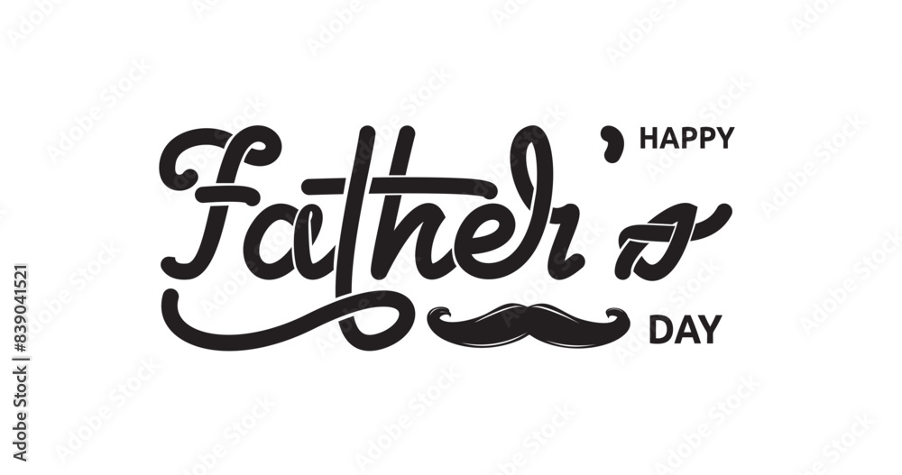 Happy Father's Day lettering text illustration in black. Luxury Handwritten calligraphy Typography. Great for adding a personal touch to your design and heartfelt messages for your beloved father Happy Father's Day lettering text illustration in black. Luxury Handwritten calligraphy Typography. Great for adding a personal touch to your design and heartfelt messages for your beloved father