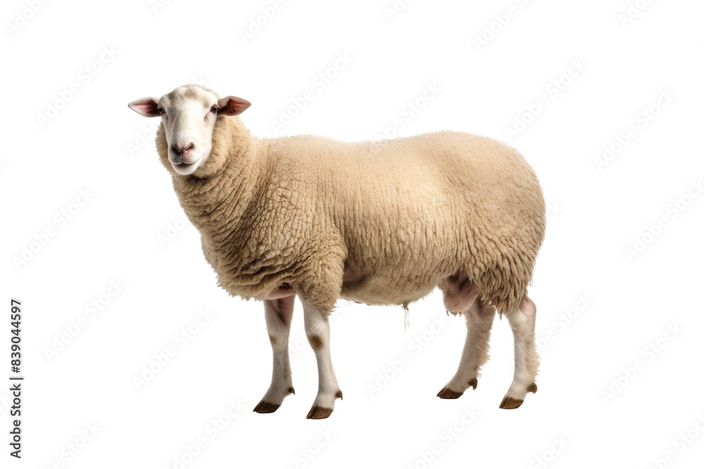 Ethereal Ewe in a Blank Canvas on a White or Clear Surface PNG Transparent Background.. Ethereal Ewe in a Blank Canvas on a White or Clear Surface PNG Transparent Background..