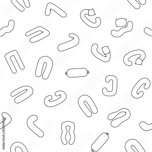 Body pregnancy pillow. Seamless pattern. Coloring Page. Comfortable orthopedic device for sleeping and relaxing. Hand drawn style. Vector drawing. Design ornaments.