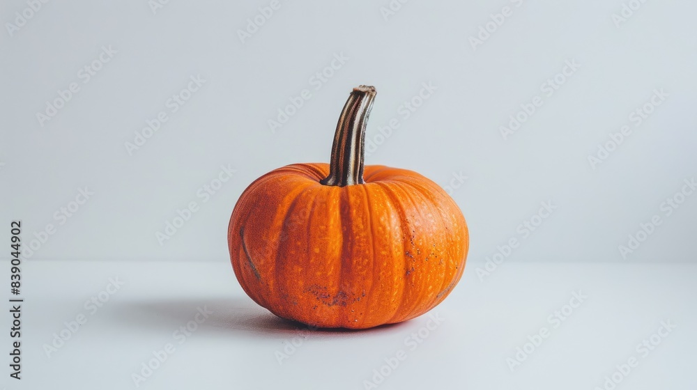 A bright orange pumpkin sitting on a white background, showcasing its vivid color and round shape. A bright orange pumpkin sitting on a white background, showcasing its vivid color and round shape.