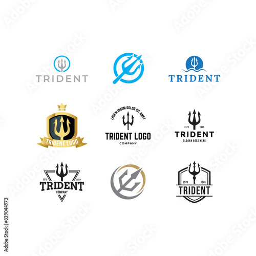 Set of Trident logo vector design concept isolated on white background photo