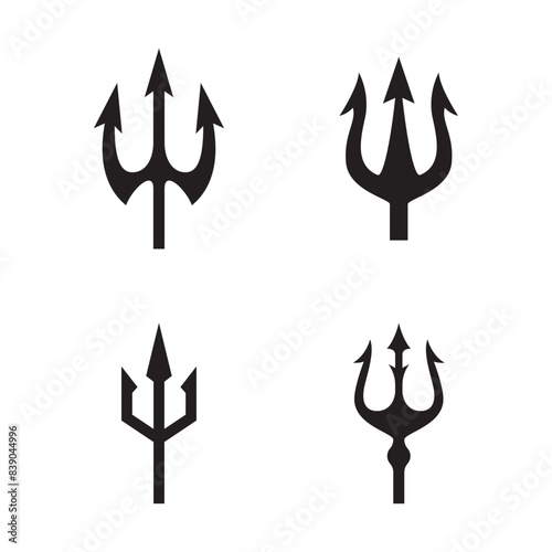 Set of Trident icon vector illustration isolated on white background.