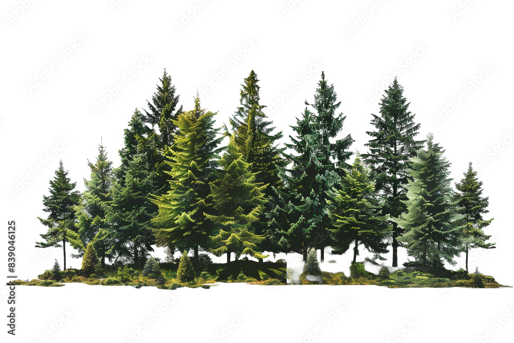 Fototapeta premium Forest trees isolated on transparent background