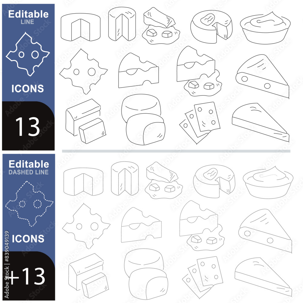 Set di icone della linea piatta del formaggio. Parmigiano, mozzarella, yogurt, olandese, ricotta, burro, illustrazioni vettoriali a pezzi di chees Segni di contorno per il negozio di prodotti Set di icone della linea piatta del formaggio. Parmigiano, mozzarella, yogurt, olandese, ricotta, burro, illustrazioni vettoriali a pezzi di chees Segni di contorno per il negozio di prodotti