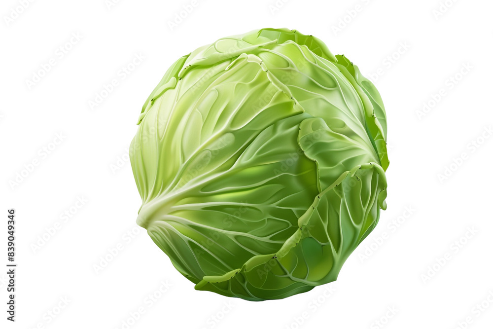 Fresh green cabbage isolated on transparent background