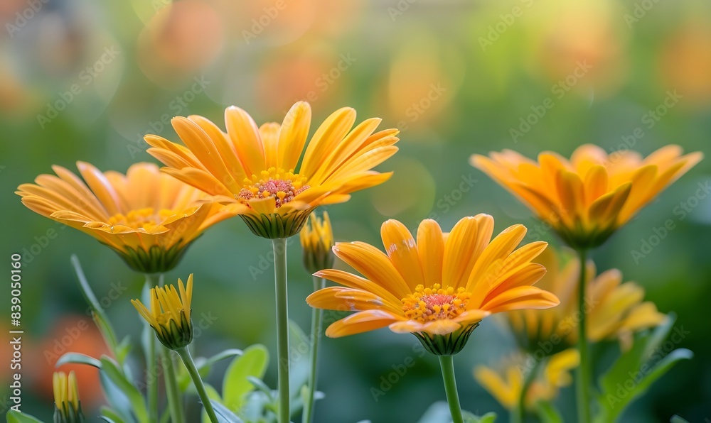 Closeup view of Pretty Orange Daisy Flowers, Generative AI Closeup view of Pretty Orange Daisy Flowers, Generative AI