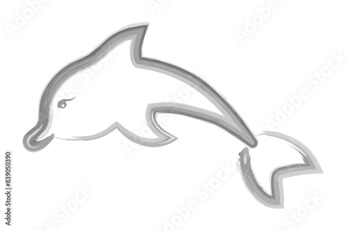 Dolphin. Sketch. Vector illustration. Hand drawn watercolor drawing. Outline on a white isolated background. Marine mammal. An ocean dweller with fins and a tail. Coloring book for children. 