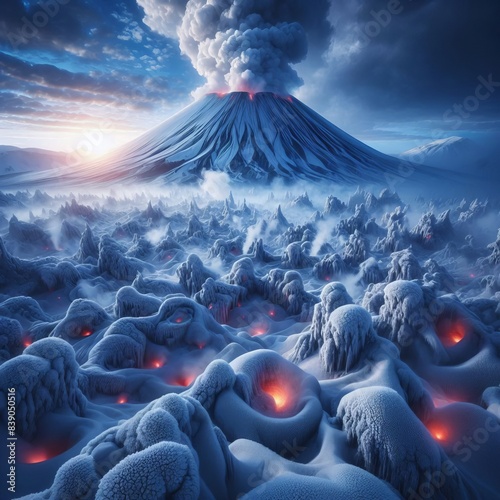 288 18. Frozen volcano - A dormant or extinct volcano covered in photo