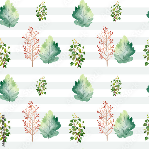 Seamless pattern with watercolor forest trees. Creative floral texture. Woodland backgrounds.