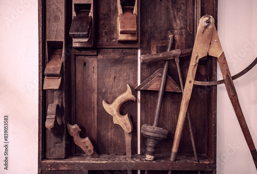 The old vintage  carpenter toolbox