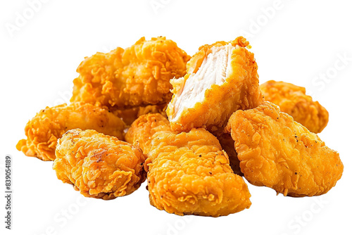 Fried chicken nuggets isolated on transparent background photo