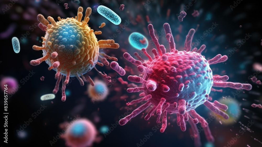 Fototapeta premium Bacteria inside body, medicine microbiology virus