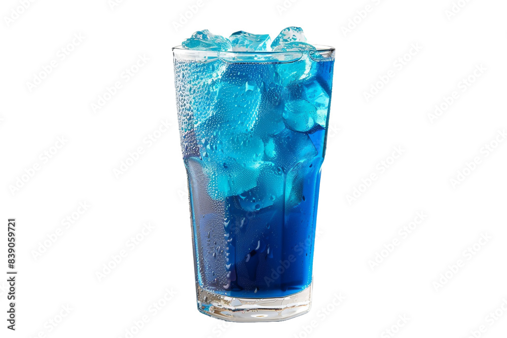Glass of blue water with ice isolated on transparent background Glass of blue water with ice isolated on transparent background