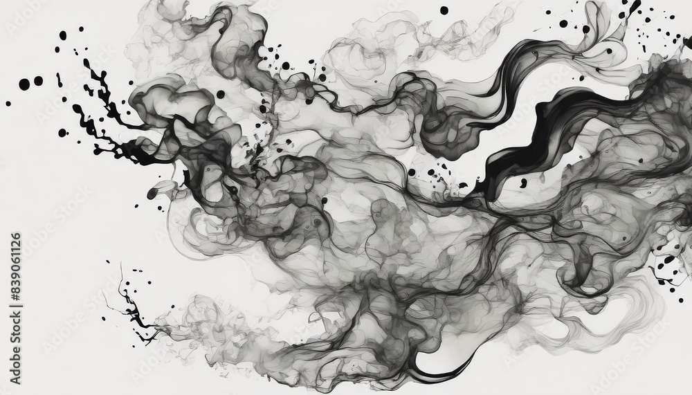 Abstract art piece featuring swirling smoke patterns in a monochrome color scheme, creating a mysterious and ethereal visual effect.. AI Generation