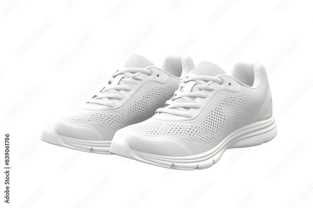 Ethereal Ghostly White Shoes on a White or Clear Surface PNG Transparent Background..