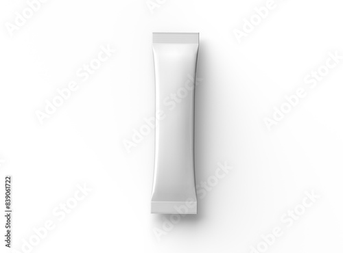 3d rendering of a glossy sachet packaging stick for your product on a transparent background