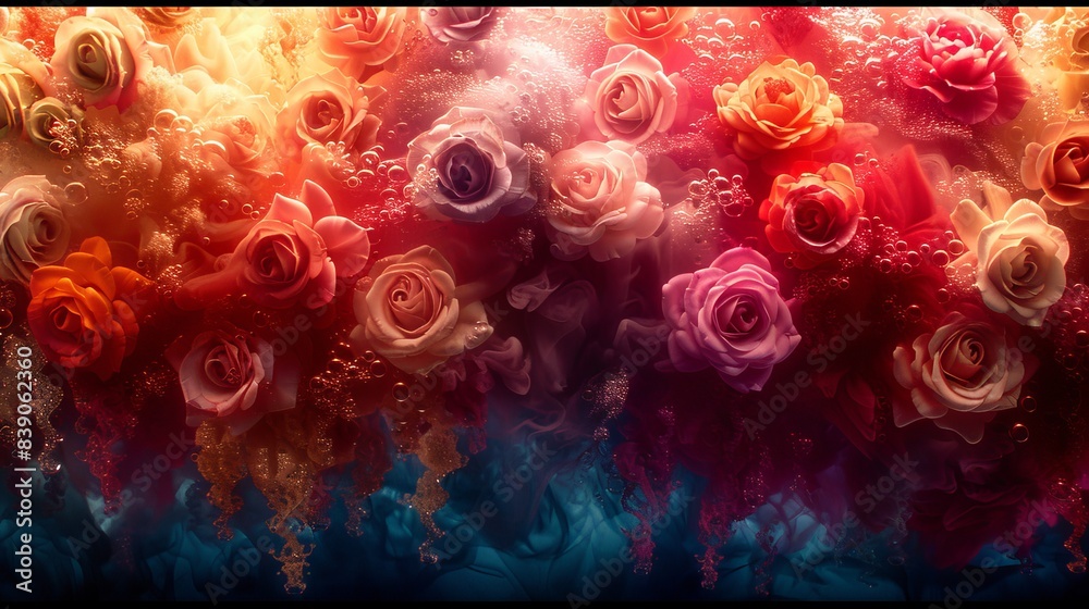 Fototapeta premium A Garden Symphony with stunning colorful flowers in an oil painting