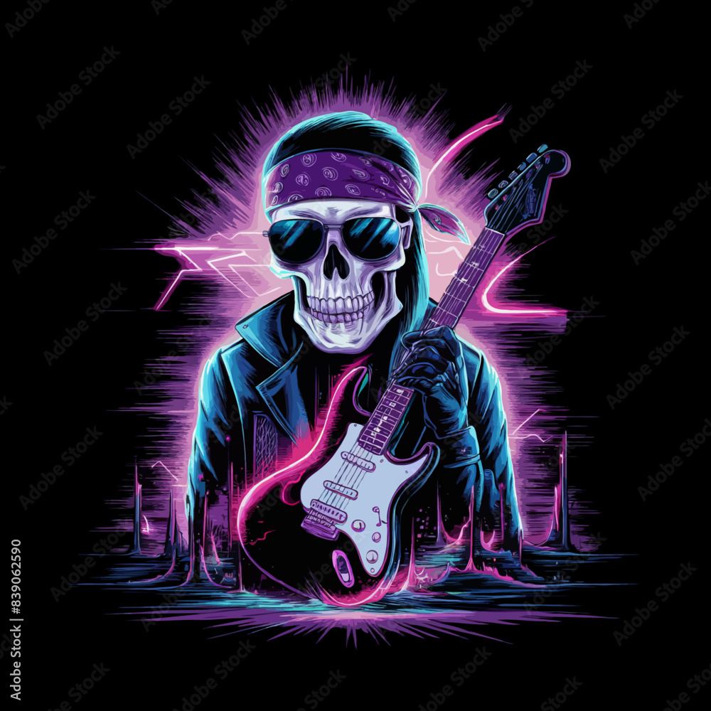 Vector psychedelic vibrant skull t shirt design Vector psychedelic vibrant skull t shirt design