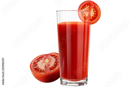 Glass of tomato juice isolated on transparent background