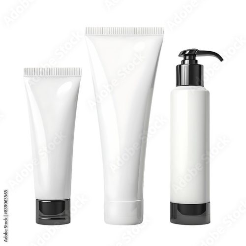 White Cosmetic Dispenser Bottle Isolated on Clear Background