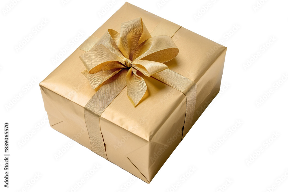 Obraz premium Gold gift isolated on transparent background