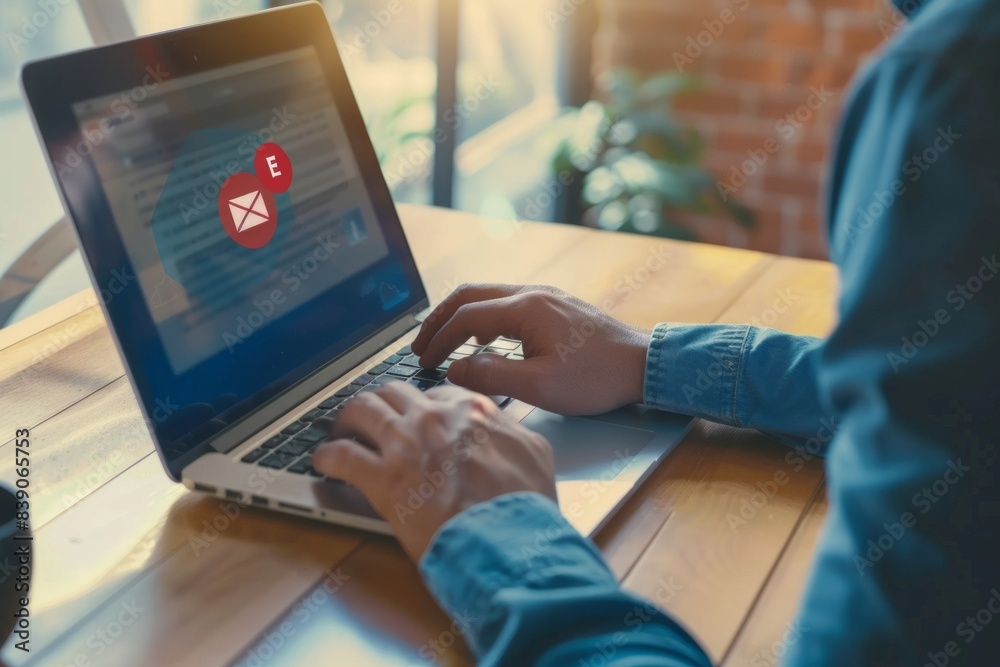Fototapeta premium Email marketing concepts, email sent and received notification reminders, sales project managers in the customer list business in the email.