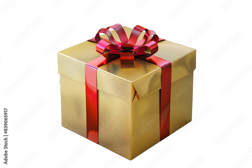 Fototapeta premium Gold gift isolated on transparent background