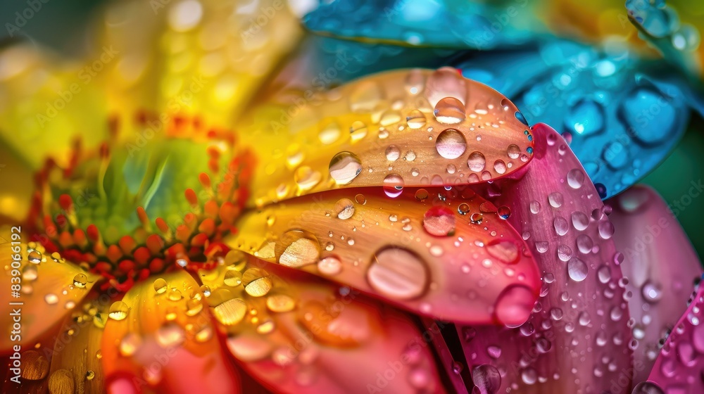 Close-up of raindrops on vibrant flower petals Close-up of raindrops on vibrant flower petals