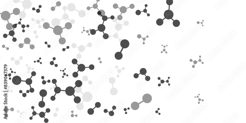 Vertical border with molecules, data or other tech structure elements. Pharmacy, biotechnology or chemistry design concept. Vector decoration element in gray colors Vertical border with molecules, data or other tech structure elements. Pharmacy, biotechnology or chemistry design concept. Vector decoration element in gray colors