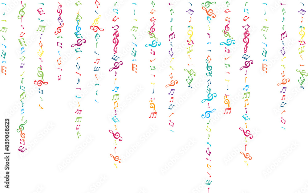 Garland from flying music notes. Vector decoration element in rainbow colors. Garland from flying music notes. Vector decoration element in rainbow colors.