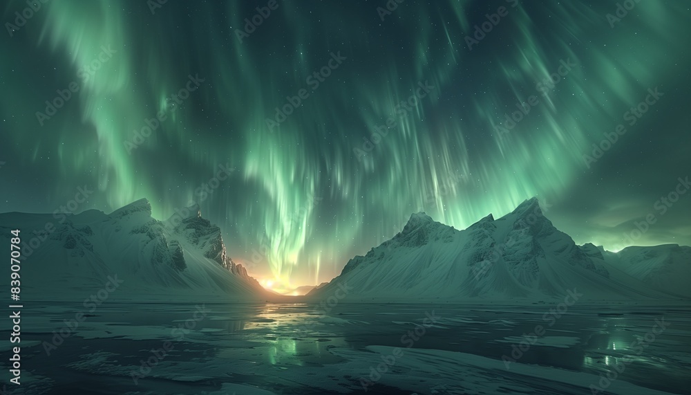 Naklejka premium aurora borealis over the sea