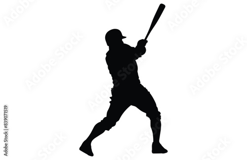 Baseball Player Silhouette. baseball player, vector isolated illustration. Baseball batter, sports people vector.