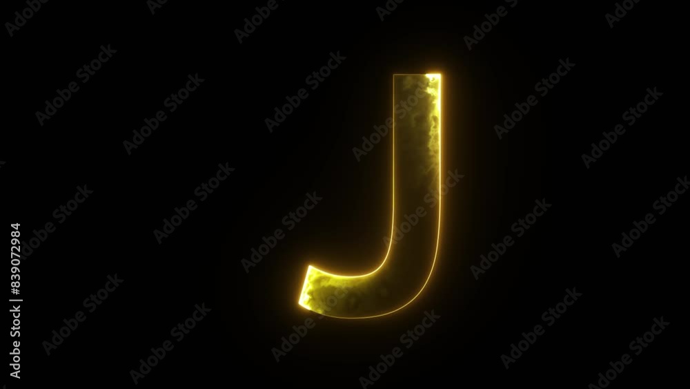Letter J Neon Animation on Black Background