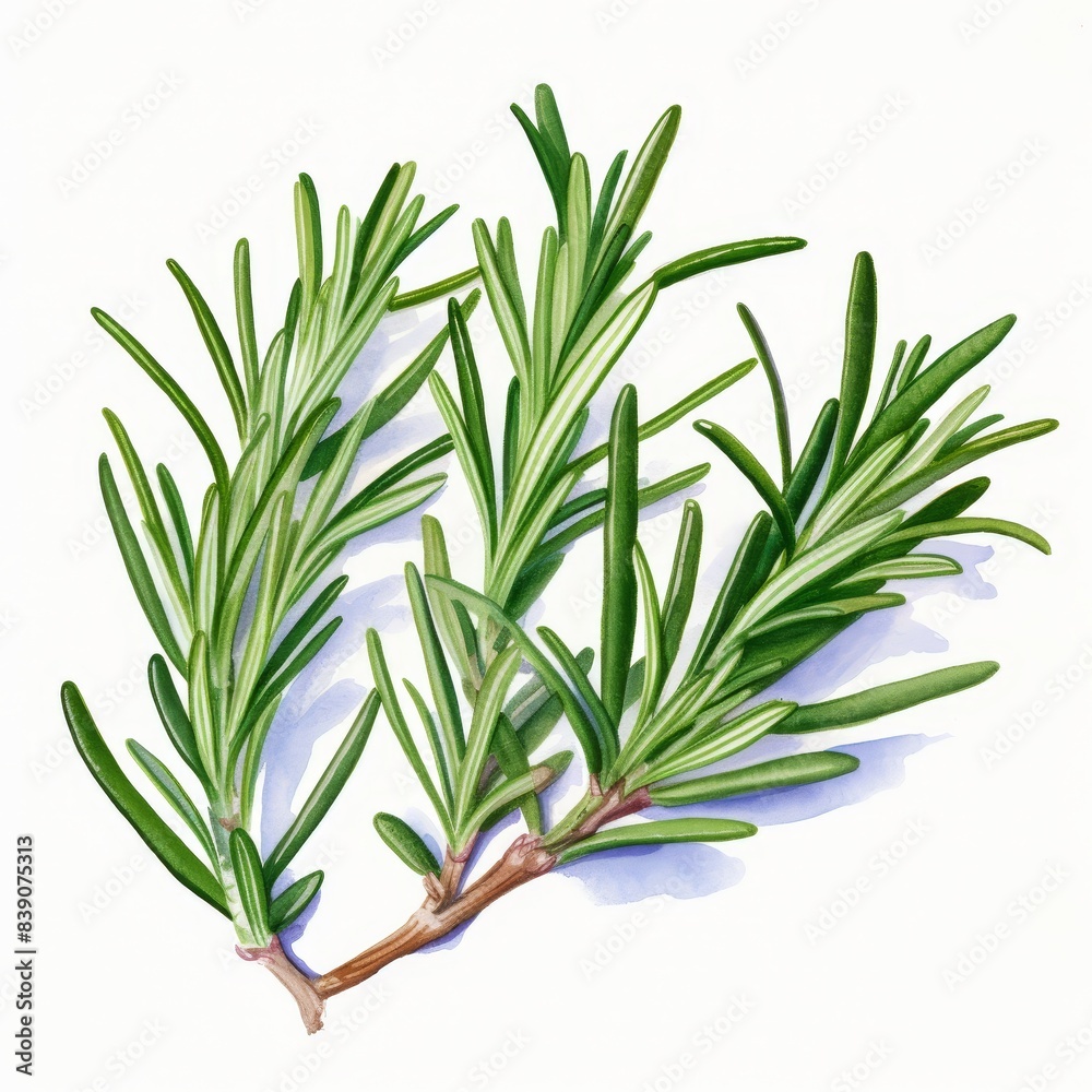 Fototapeta premium watercolor of rosemary on white background (AI)