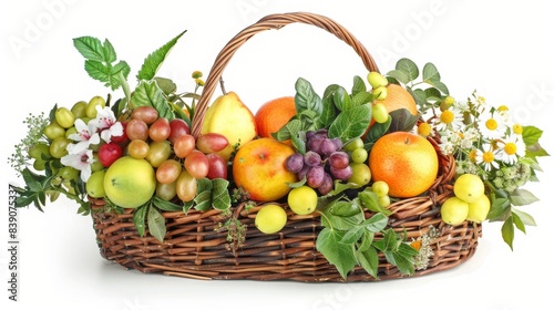 A basket of assorted fresh fruits