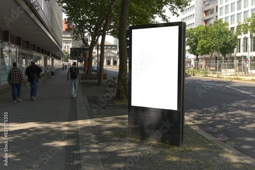 Canvas Print White billboard on the street.