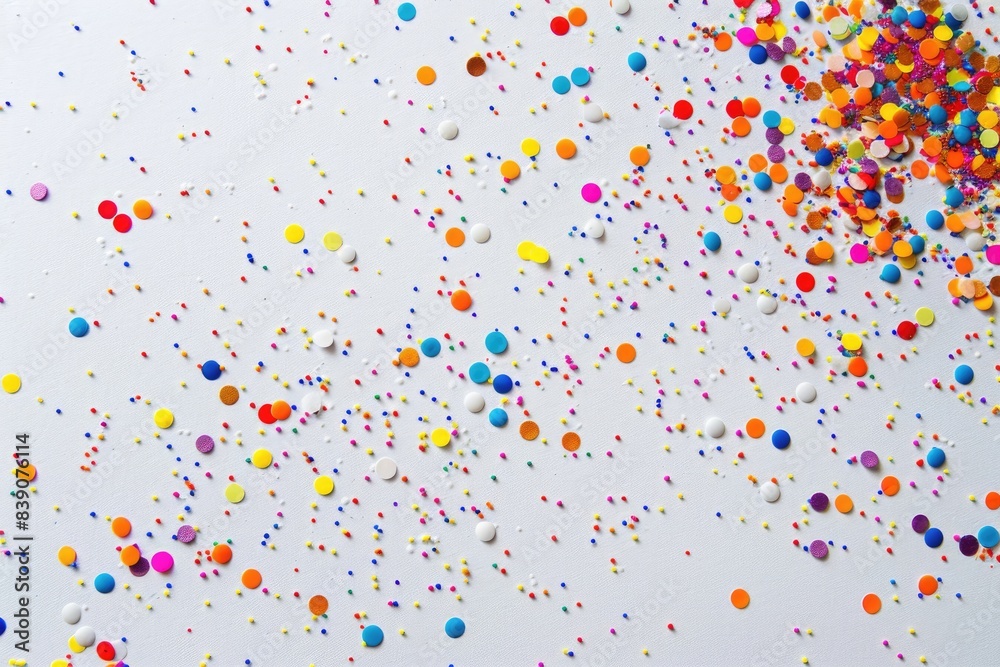 A white background with small, colorful dots scattered randomly, creating a playful and cute feel A white background with small, colorful dots scattered randomly, creating a playful and cute feel