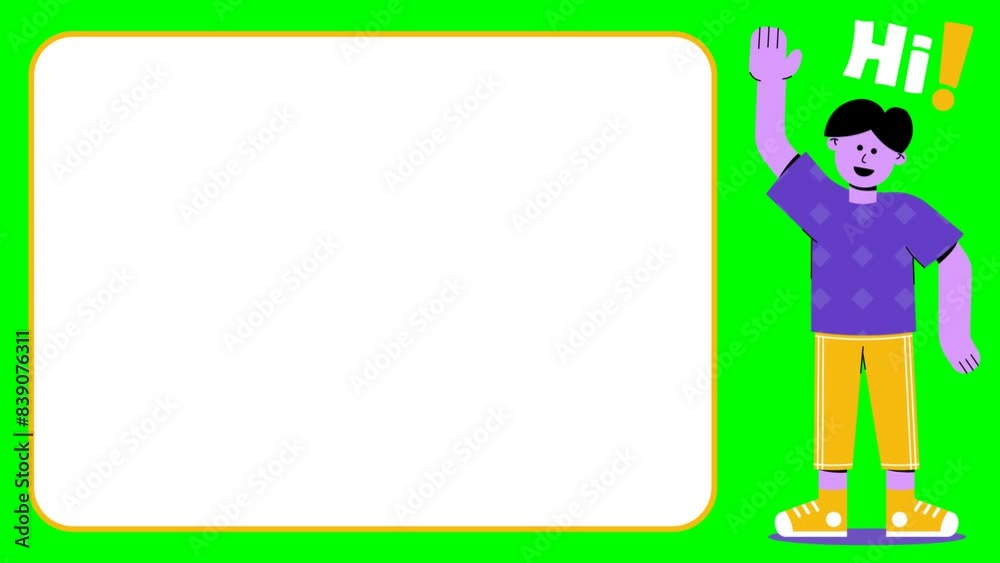 Hi Hello Greeting Animation Illustration Concept with Copy Space Green Screen Chroma Key - Man Teen Say Salutation Salaam
Hi Hello Greeting Animation Illustration Concept with Copy Space Green Screen Chroma Key - Man Teen Say Salutation Salaam