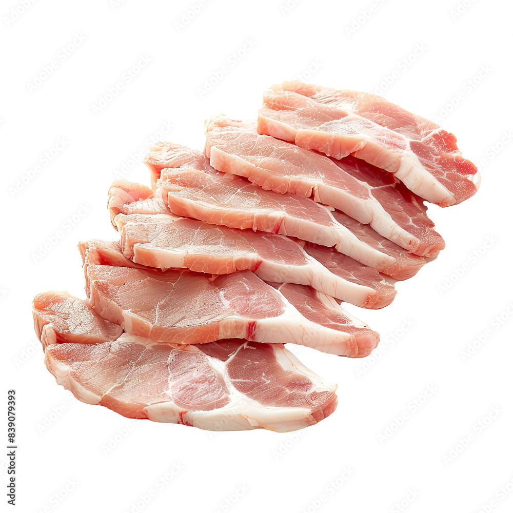 Sliced raw pork meat on transparent background Sliced raw pork meat on transparent background
