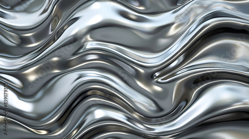silver glowing metal steel alloy background for modern industry technology banner background,
Abstract background with wavy folded surface in silver colors
