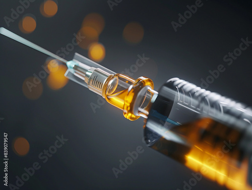 Close-up of a colorful syringe with neon lights.