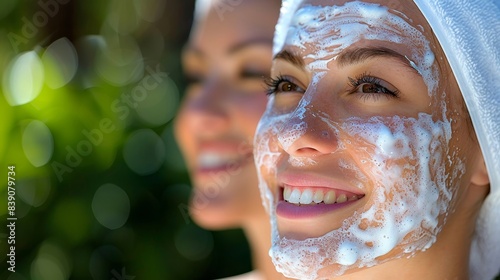 A mother and daughter are enjoying a pampering spa day together, bonding over relaxation and self-care. The concept of maternal bonding and wellness is portrayed in this scene.