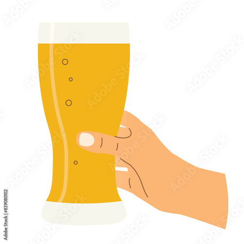 hand holding glass of beer- vector illustration