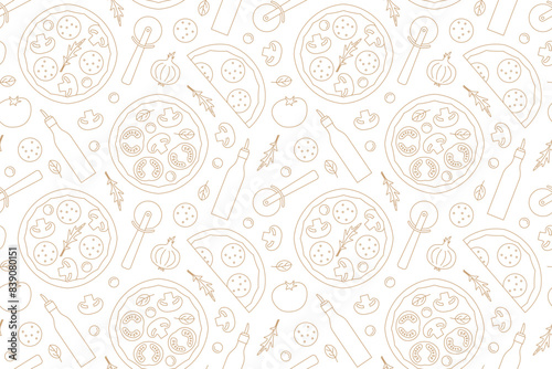 seamless restaurant, menu, italian pizza pattern- vector illustration