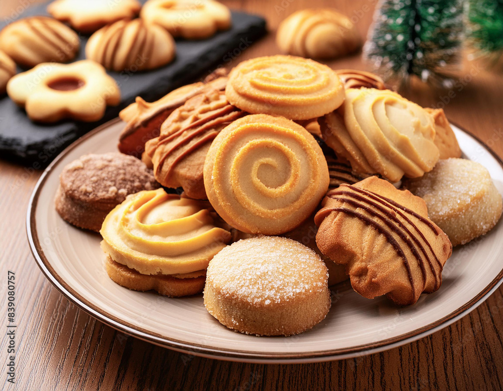 assorted shortbread cookie on a plate on a table assorted shortbread cookie on a plate on a table